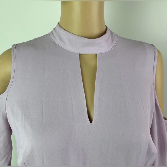 Long Sleeve Ruffle Cold Shoulder Lavender Maxi Dress - Picture 11 of 13